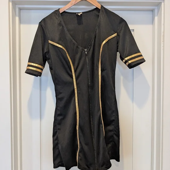 Leg Avenue Elegant Black Stewardess Dress With Matching Hat - Picture 4 of 8